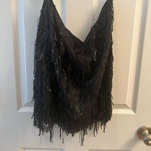 Black sequin mini skirt